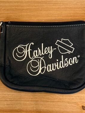 Harley-Davidson Black Leather Pouch with White Script Logo